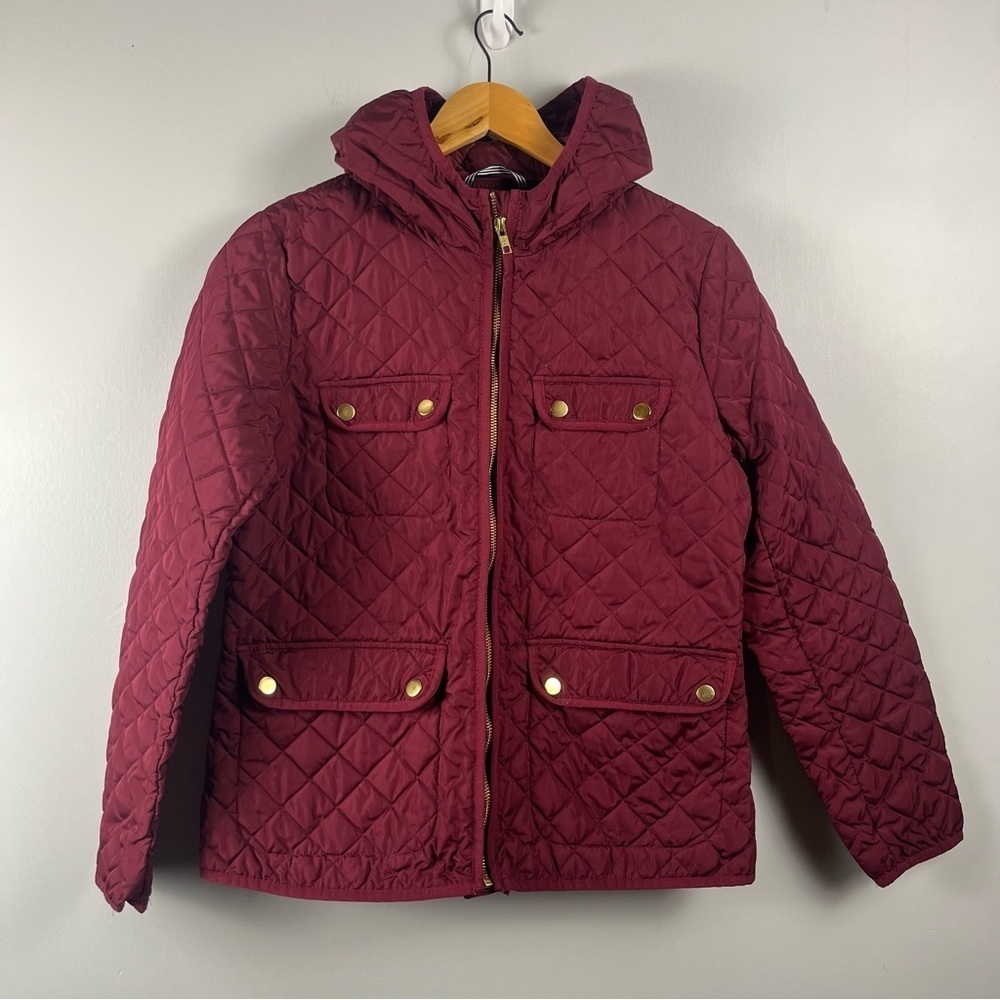 J. Crew Quilted field jacket with PrimaLoft® in burgundy and gold size small